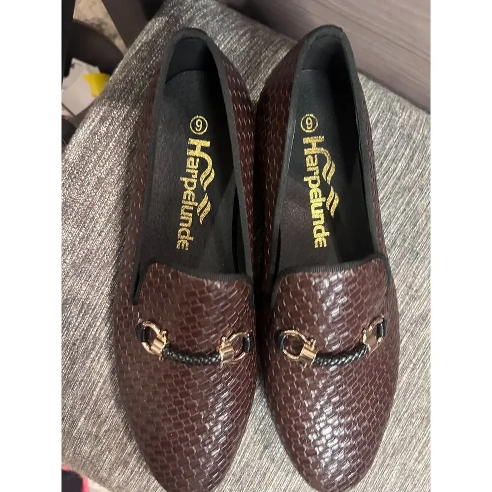 Harpelunde Men Handmade Dress Shoes Buckle Strap Woven Leather Loafers 8.5